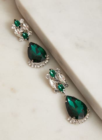 Faceted Stone Dangle Earrings, Mint Green