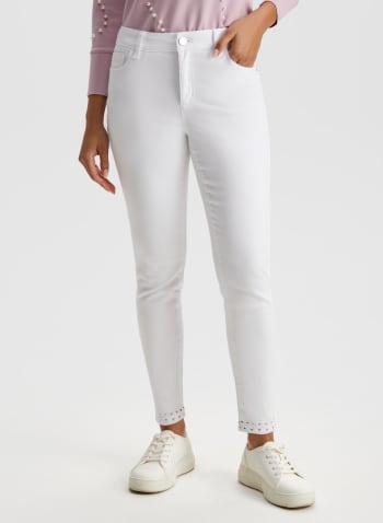 Bow Detail Slim Leg Jeans, White