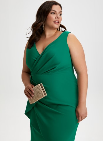 Sleeveless Wrap-Style Dress, Cedar Green