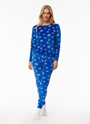 Velour Star Motif Pyjama Set, Blue