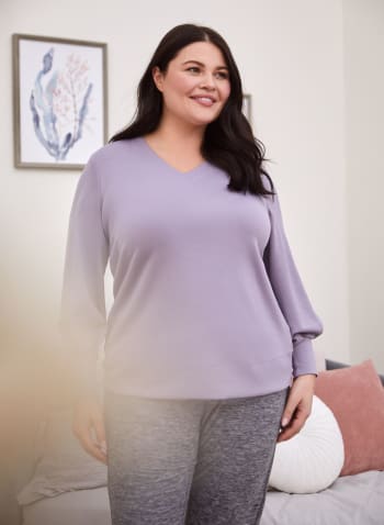 V-Neck Jersey Sweatshirt, Purple