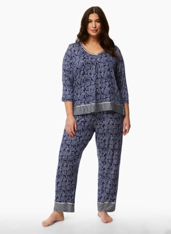 Paisley Print Pyjama Set, Blue