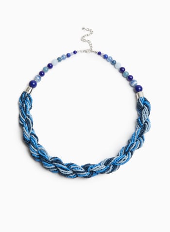 Braided Bead Necklace, Royal Blue