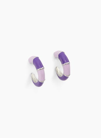 Two Tone Open Hoop Earrings, Purple
