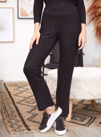 Sweater Knit Pull-On Pants, Charcoal Mix