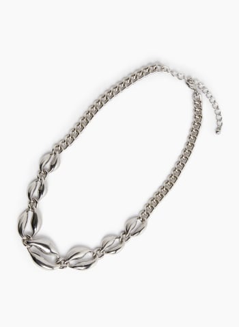 Oval Chain Link Necklace, Silver