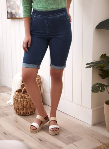 Pull-On Jean Shorts, Blue