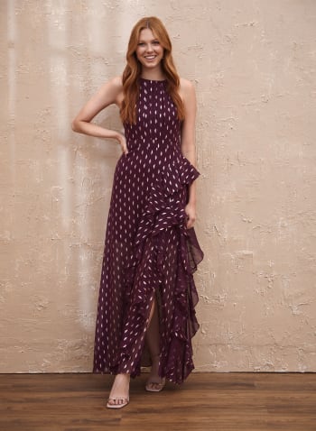 Chiffon Ruffle Dress, Purple