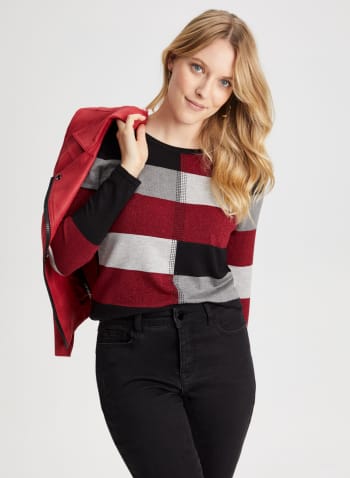 Colour Block Sweater, Red Pattern