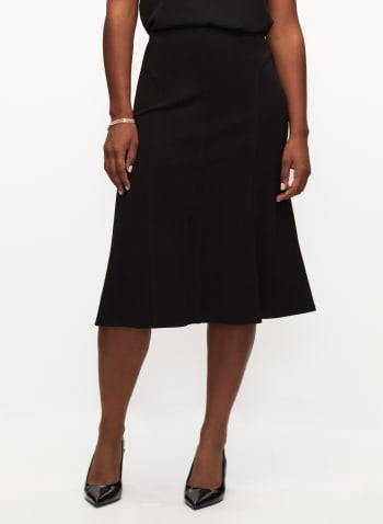 Topstitch Flared Skirt, Black
