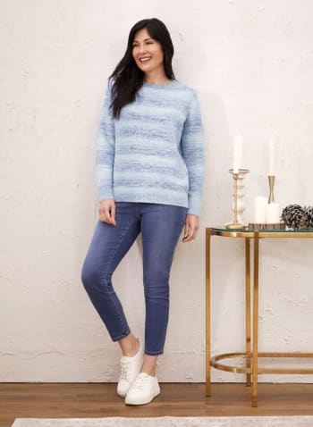 Stripe Gradient Motif Sweater, Blue