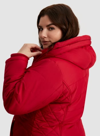 Vegan Down Quilted Coat, Red