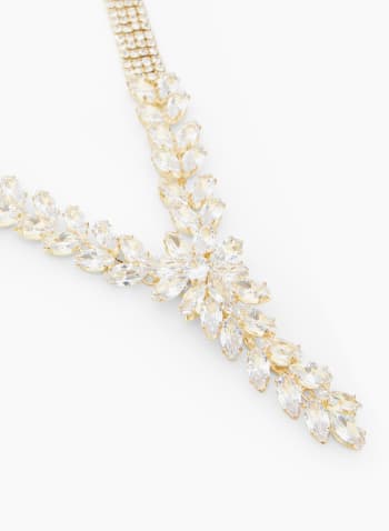 Crystal Cluster Necklace, Gold