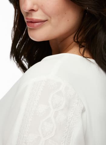 Embroidered Puff Sleeve Blouse, Off White