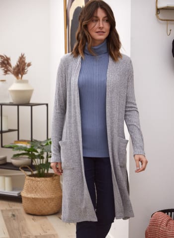 Long Sleeve Knit Cover Up, Grey