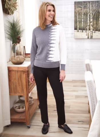 Two Tone Sweater, White Pattern