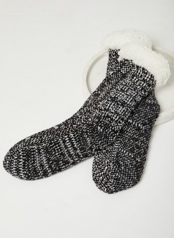 Cozy Chenille Knit Socks, Black