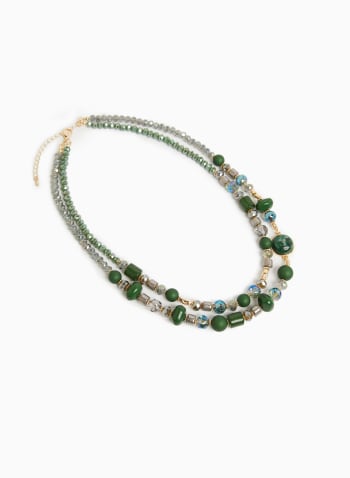 Collier court deux rangs à perles, Motif vert