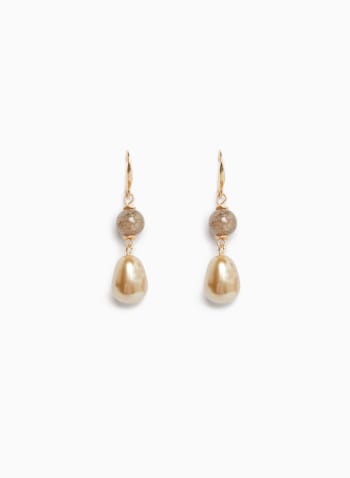 Pearl & Bead Dangle Earrings, Gold