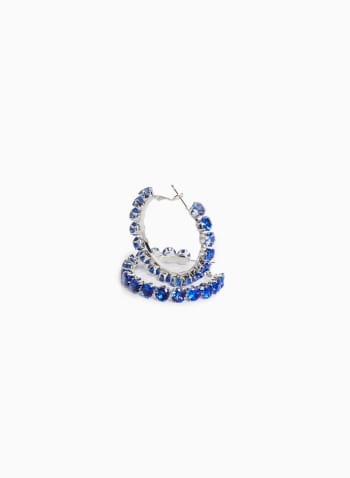 Crystal Hoop Earrings, Cool Blue