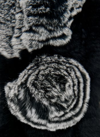 Rabbit Fur Pull-Through Scarf, Black