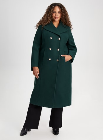 Notch Collar Wool-Blend Coat, Evergreen