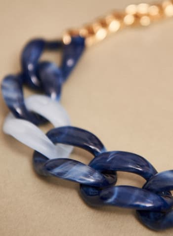 Marbled Resin Chain Necklace, Blue
