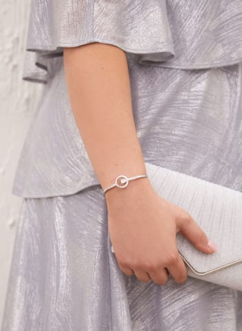 Crystal Bangle Bracelet, Silver