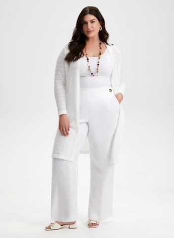 Pointelle Knit Open Front Top, Ivory