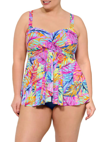 Christina - Leaf Print Flared Swimsuit, Multicolour