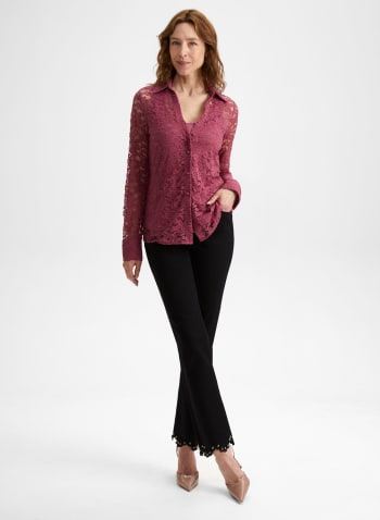 Lace Button-Down Blouse, Bittersweet Cherry