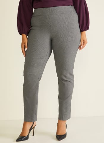 Pantalon pull-on droit style tweed, Motif noir
