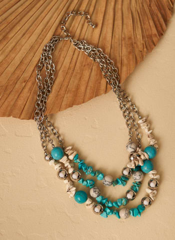 Marble Stone Bead Necklace, Blue