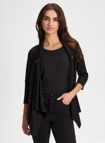 Button Tab Open Front Top, Black