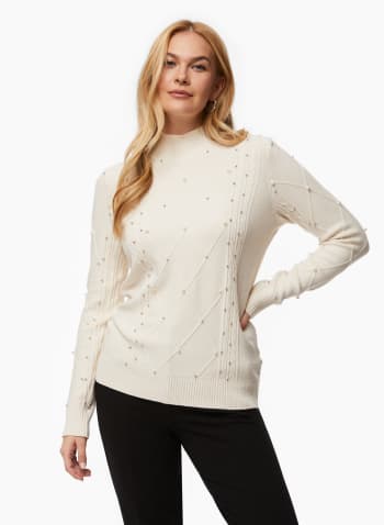 Pearl Detail Sweater, Off White
