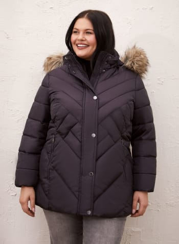 Recycled Vegan Down Quilted Coat, Potent Purple
