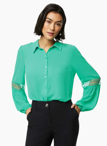 Embroidered Detail Shirt, Green