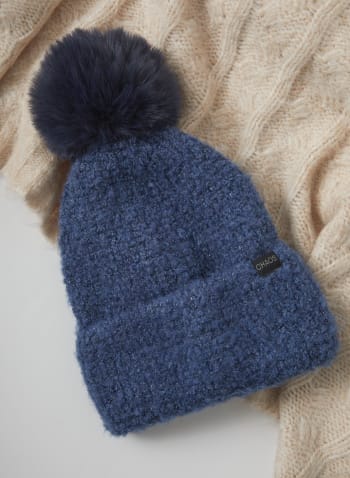 Pom Pom Knit Hat, Blue
