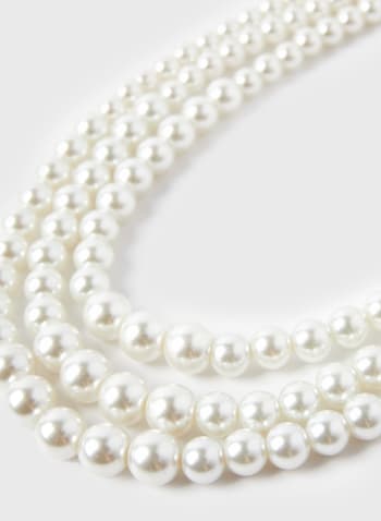 Collier à trois rangs en perles, Blanc perle