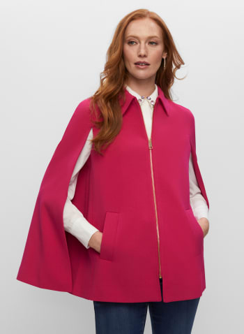 Cape Detail Tricotine Trench Coat, Pink