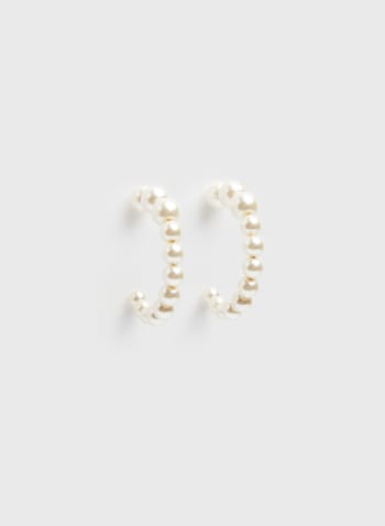 Boucles d'oreilles pendants à perles, Blanc perle