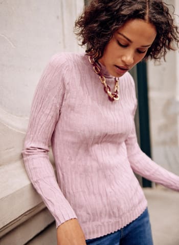 Tonal Pattern Jacquard Sweater, Purple