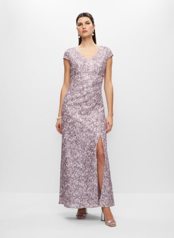 Lace & Sequin Evening Dress, Mauve