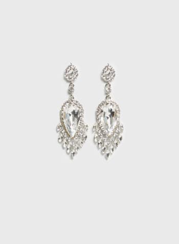 Cascading Crystal Earrings, Silver