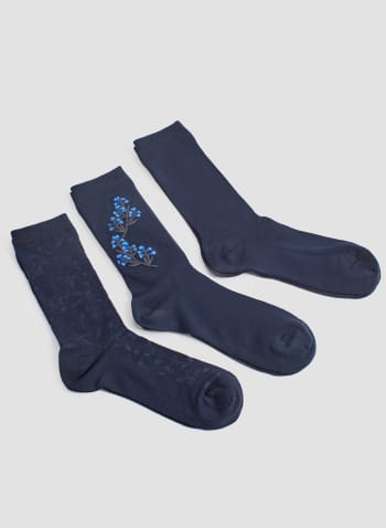 Chaussettes à la cheville en bambou (3 paires), Bleu dauphin