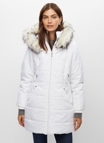 Vegan Down Quilted Coat, White