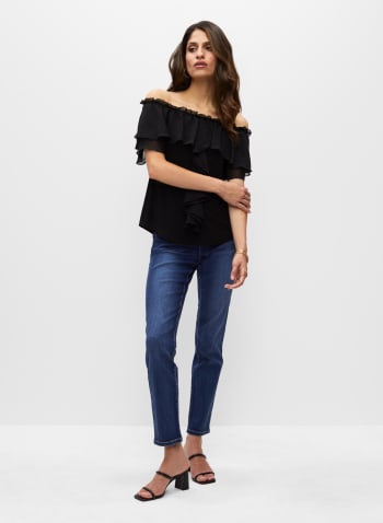 Ruffle Off The Shoulder Top, Black
