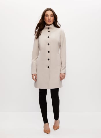 Button Front Trench Coat, Off White