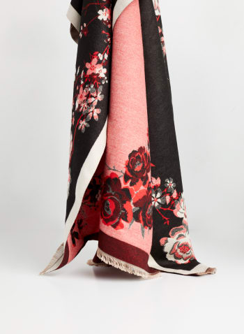 Foulard réversible à motif floral, Noir