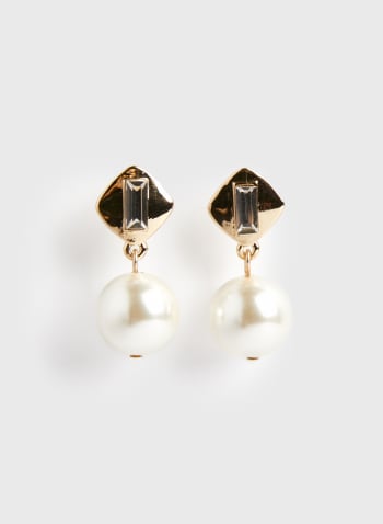 Two Tier Pearl Dangle Earrings, Pearl